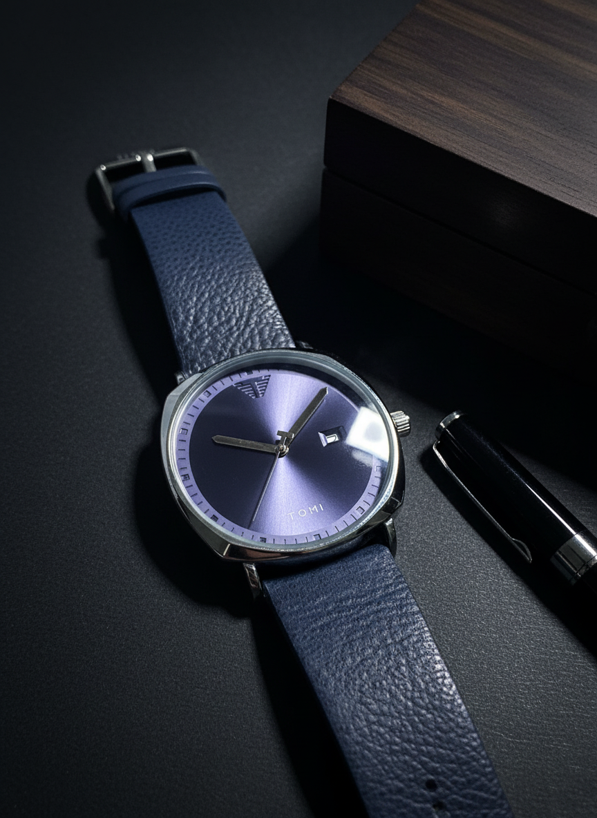tomi date classic minimalist leather watch tla pakistan