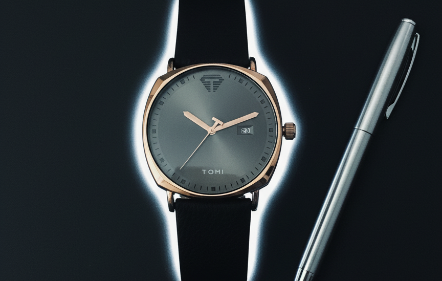 tomi date classic minimalist leather watch tla pakistan