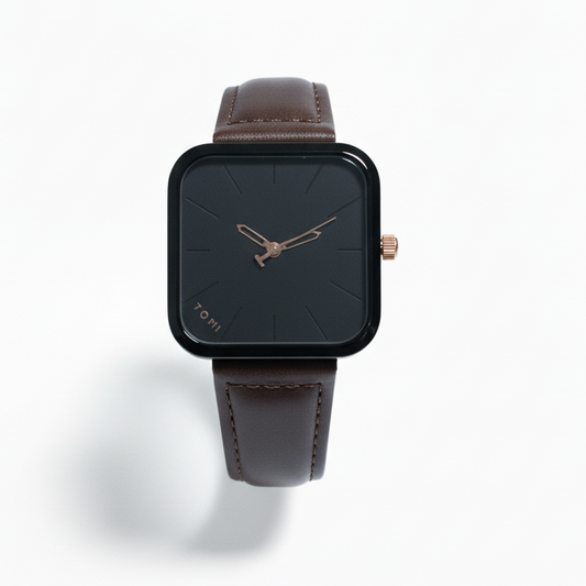 tomi urban square leather watch black dial pakistan tla