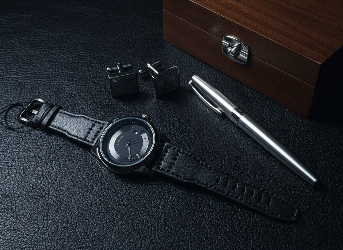 TOMI Modern Sport Watch with Leather Strap and Date Display – Timeless Aura Pakistan