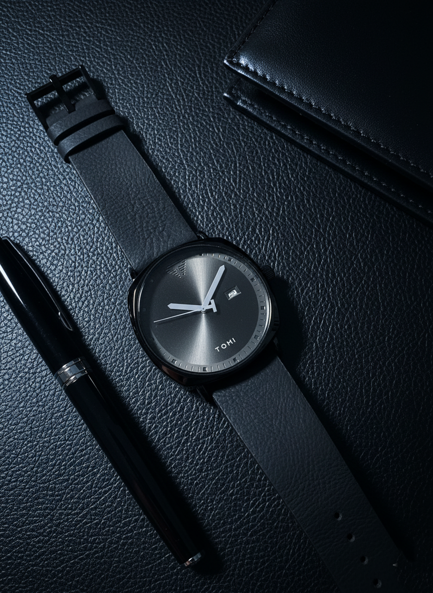 tomi date classic minimalist leather watch tla pakistan
