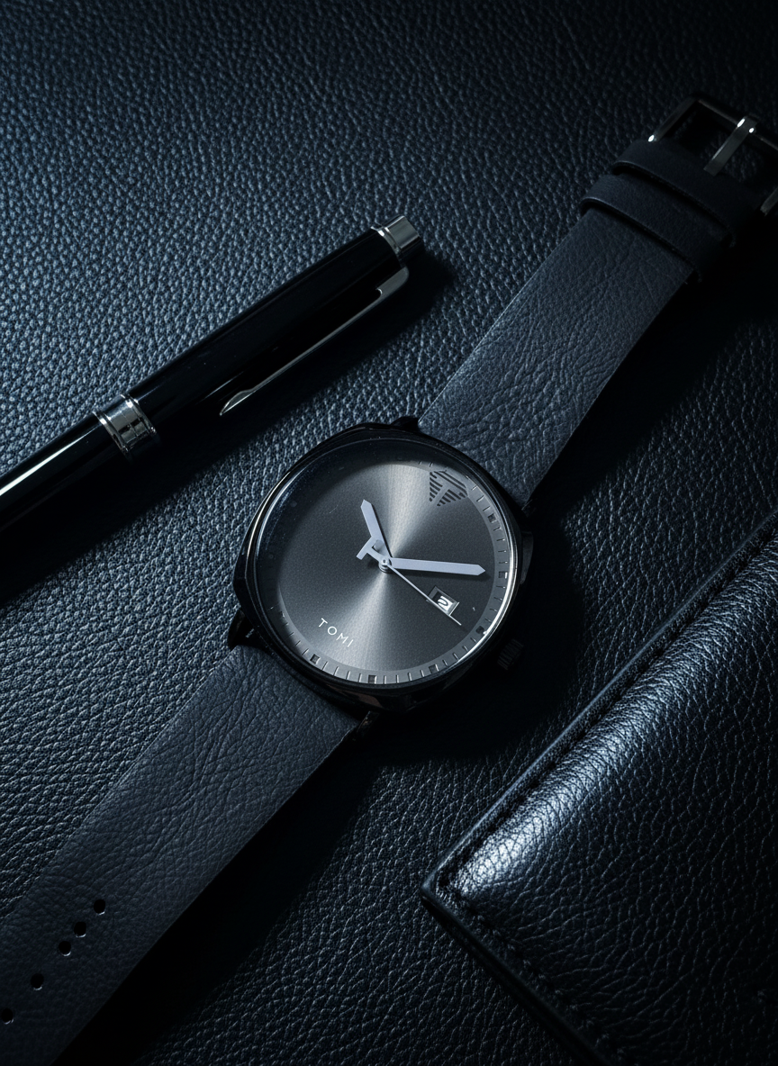 tomi date classic minimalist leather watch tla pakistan
