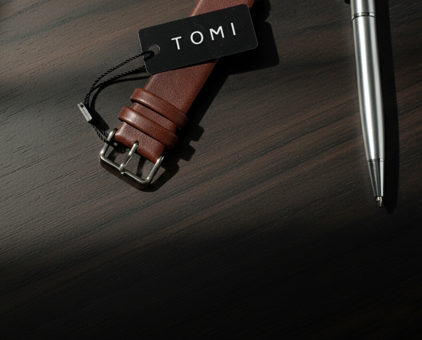 tomi essential round date display leather watch  pakistan